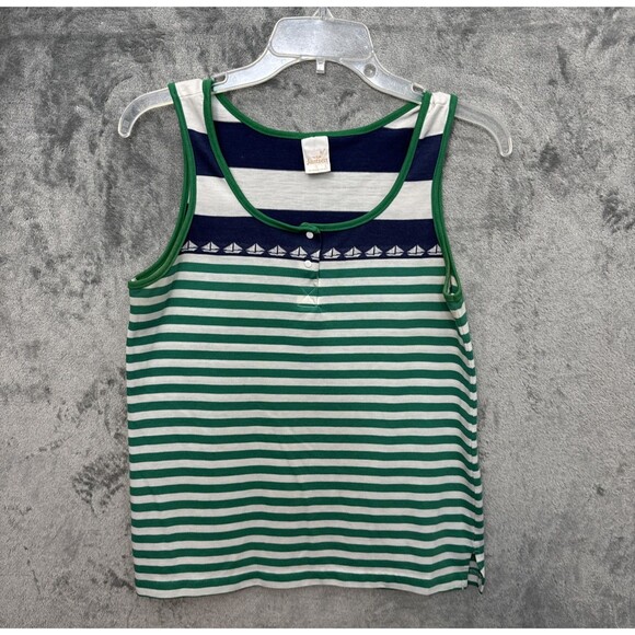Jantzen Tops - Jantzen Lg Tank womens blue green white stripe sleeveless made in USA